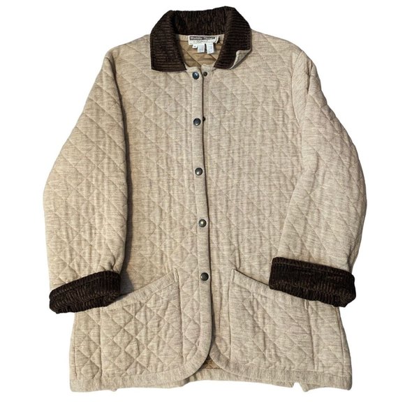 Worldly Things By Styltricot Women's Medium Tan Quilted Coat 100% Wool Italy - Picture 1 of 5